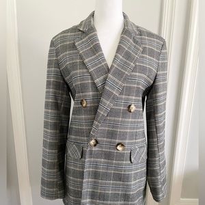 Topshop - Plaid Double Breasted Blazer